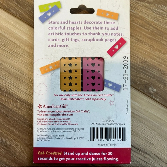 American Girl Crafts Mini Fastenater 48 Staples  Scrapbook Heart Star 4 Designs - Picture 2 of 2
